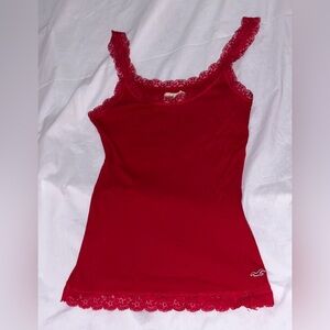 Hollister Y2K Lace Trim Ribbed Bella Elena Couquettgirl Barbiecore Cami SZ.S